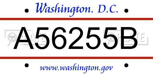 A56255B District Of Columbia License Plate