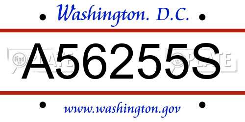 A56255S District Of Columbia License Plate