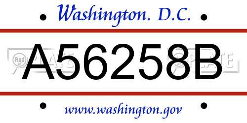 A56258B District Of Columbia License Plate