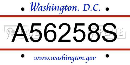 A56258S District Of Columbia License Plate