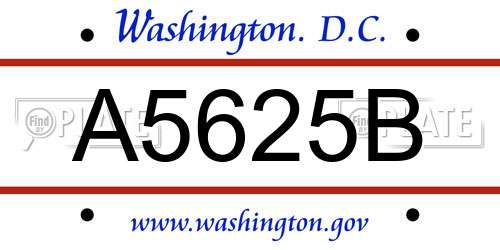A5625B District Of Columbia License Plate