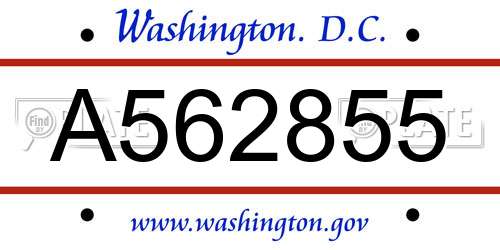 A562855 District Of Columbia License Plate