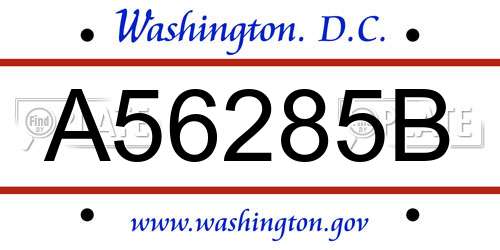A56285B District Of Columbia License Plate