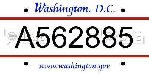 A562885 District Of Columbia License Plate