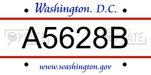 A5628B District Of Columbia License Plate
