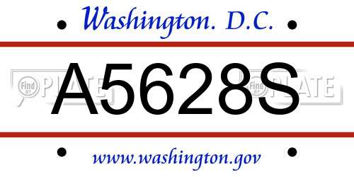 A5628S District Of Columbia License Plate