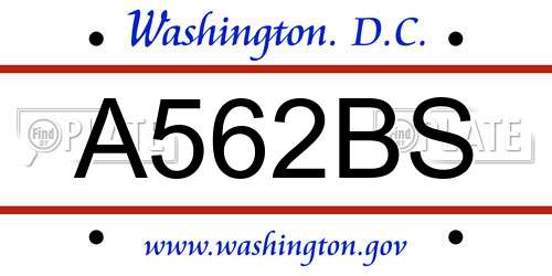 A562BS District Of Columbia License Plate