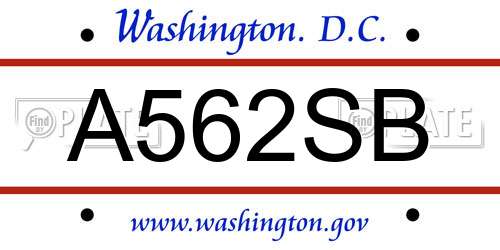 A562SB District Of Columbia License Plate