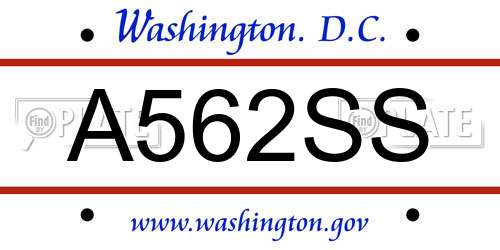 A562SS District Of Columbia License Plate
