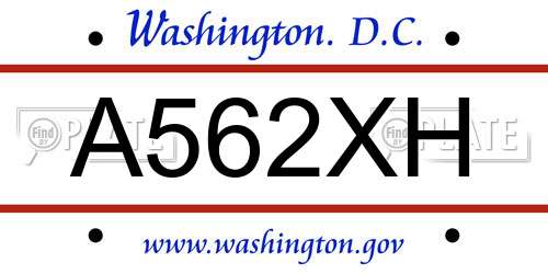 A562XH District Of Columbia License Plate