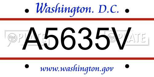 A5635V District Of Columbia License Plate