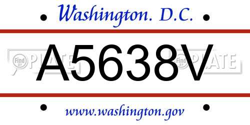 A5638V District Of Columbia License Plate