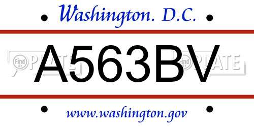 A563BV District Of Columbia License Plate