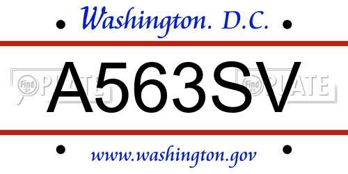 A563SV District Of Columbia License Plate