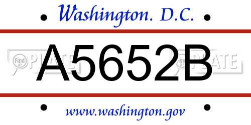 A5652B District Of Columbia License Plate