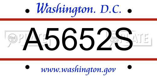 A5652S District Of Columbia License Plate