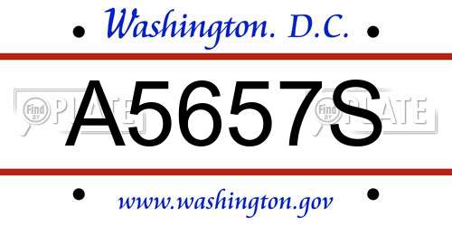 A5657S District Of Columbia License Plate