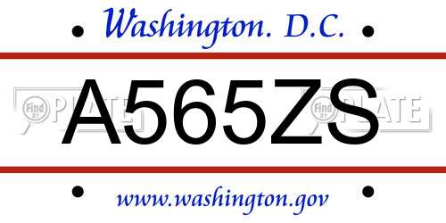 A565ZS District Of Columbia License Plate