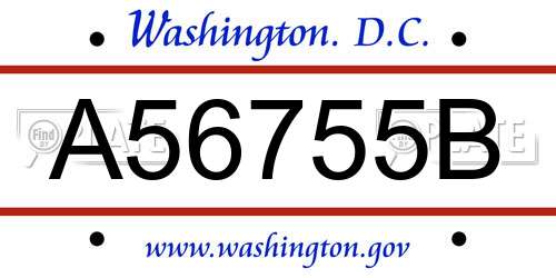 A56755B District Of Columbia License Plate