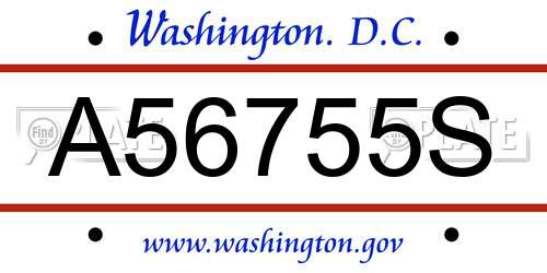 A56755S District Of Columbia License Plate