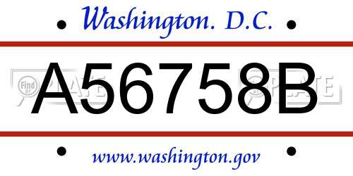A56758B District Of Columbia License Plate