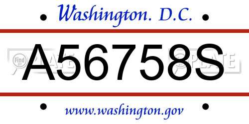 A56758S District Of Columbia License Plate