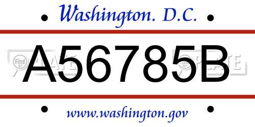A56785B District Of Columbia License Plate