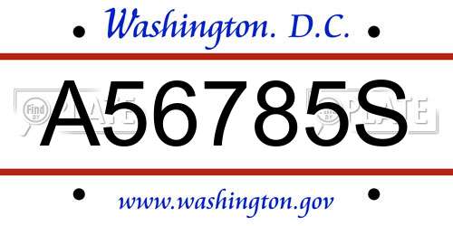 A56785S District Of Columbia License Plate