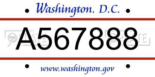 A567888 District Of Columbia License Plate