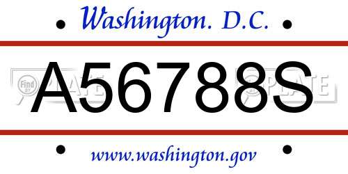 A56788S District Of Columbia License Plate