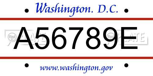 A56789E District Of Columbia License Plate