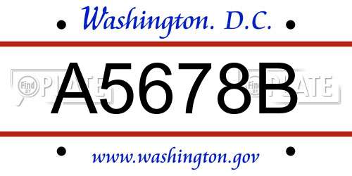 A5678B District Of Columbia License Plate