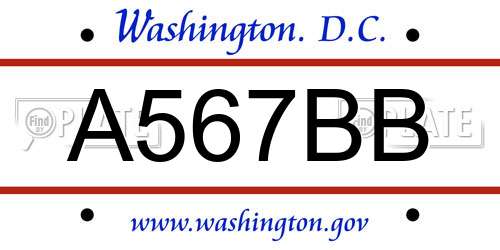 A567BB District Of Columbia License Plate