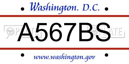 A567BS District Of Columbia License Plate