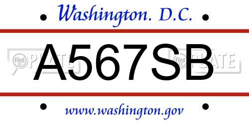 A567SB District Of Columbia License Plate
