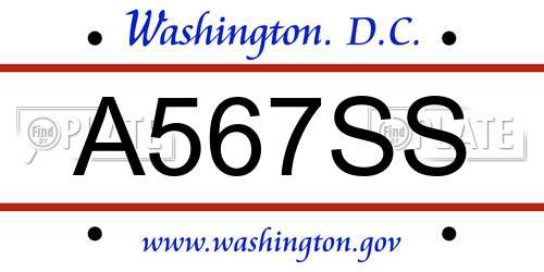 A567SS District Of Columbia License Plate