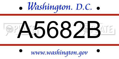 A5682B District Of Columbia License Plate