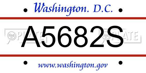 A5682S District Of Columbia License Plate