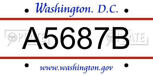 A5687B District Of Columbia License Plate