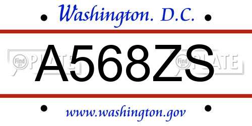 A568ZS District Of Columbia License Plate