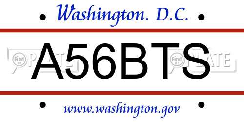 A56BTS District Of Columbia License Plate