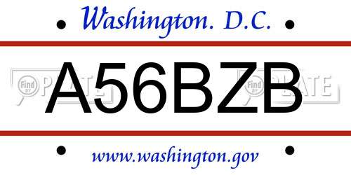 A56BZB District Of Columbia License Plate
