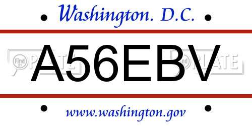 A56EBV District Of Columbia License Plate