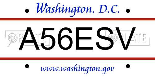 A56ESV District Of Columbia License Plate