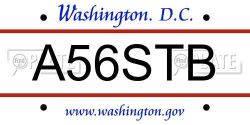 A56STB District Of Columbia License Plate
