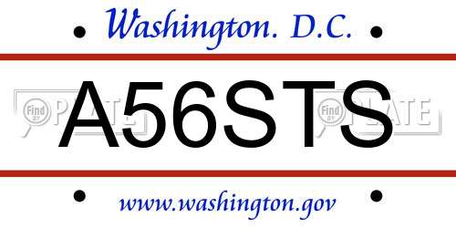 A56STS District Of Columbia License Plate