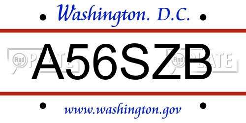 A56SZB District Of Columbia License Plate