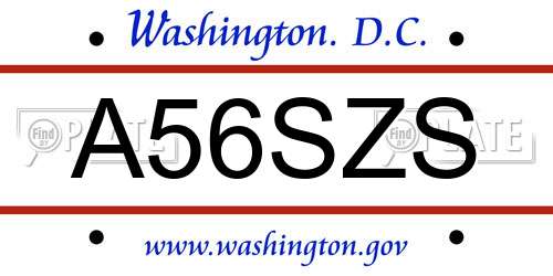 A56SZS District Of Columbia License Plate