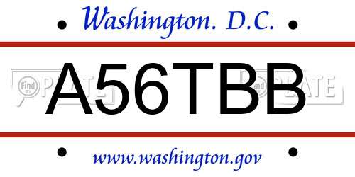 A56TBB District Of Columbia License Plate