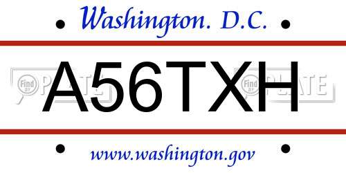 A56TXH District Of Columbia License Plate